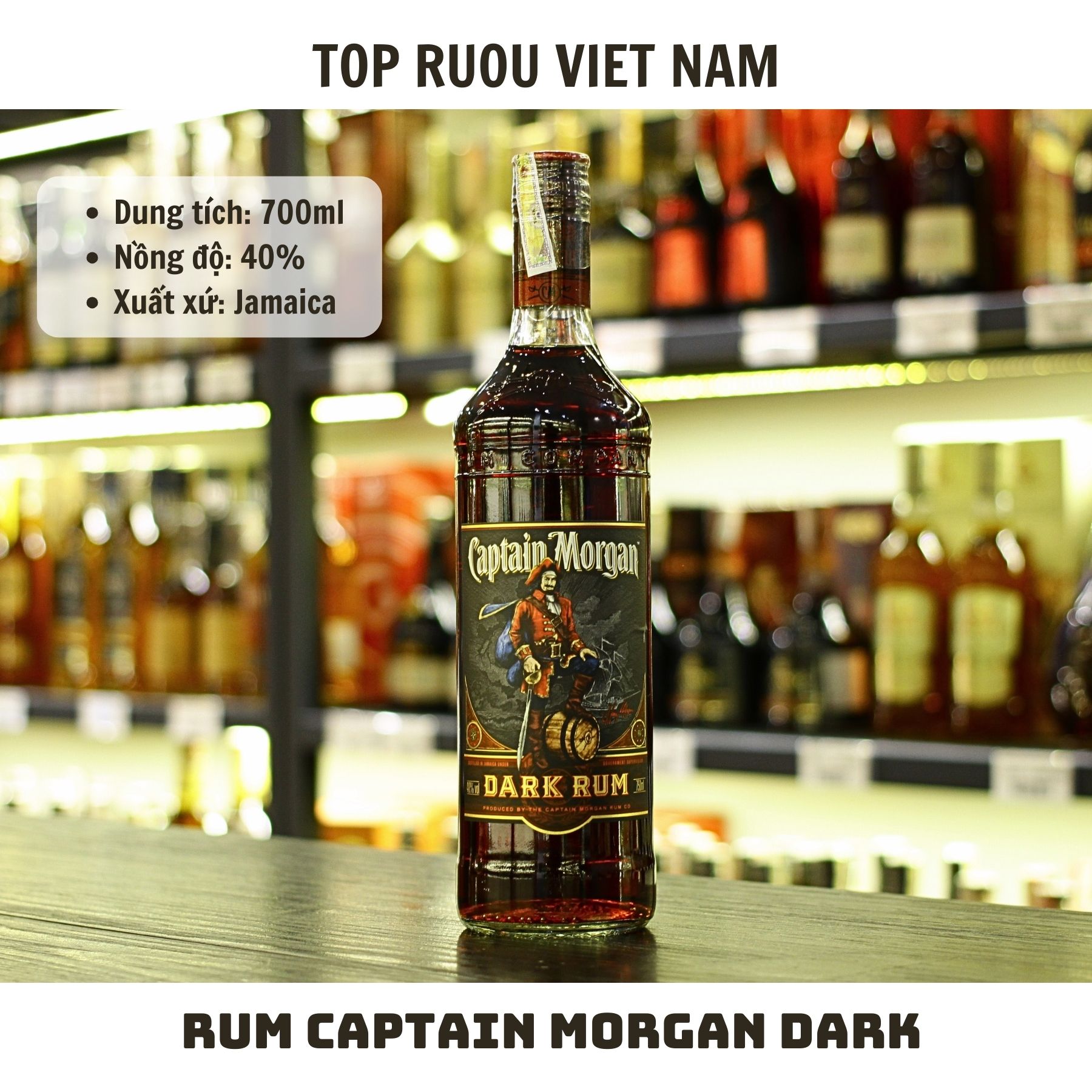 Rum Captain Morgan Dark - 40% - 700ml - Jamaica