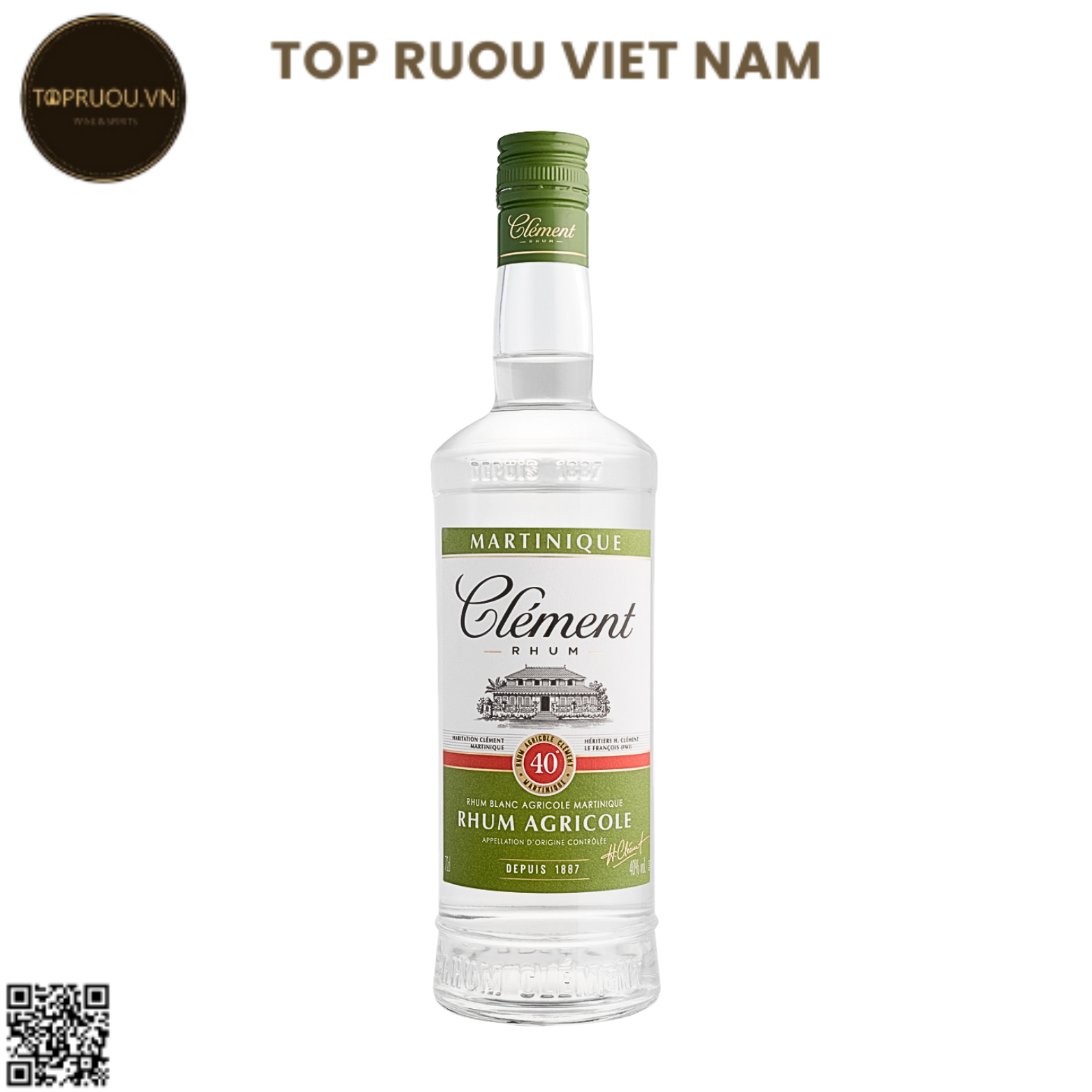 Rum Clement Rhum Blanc Agricole - 700ml - 40% - Pháp