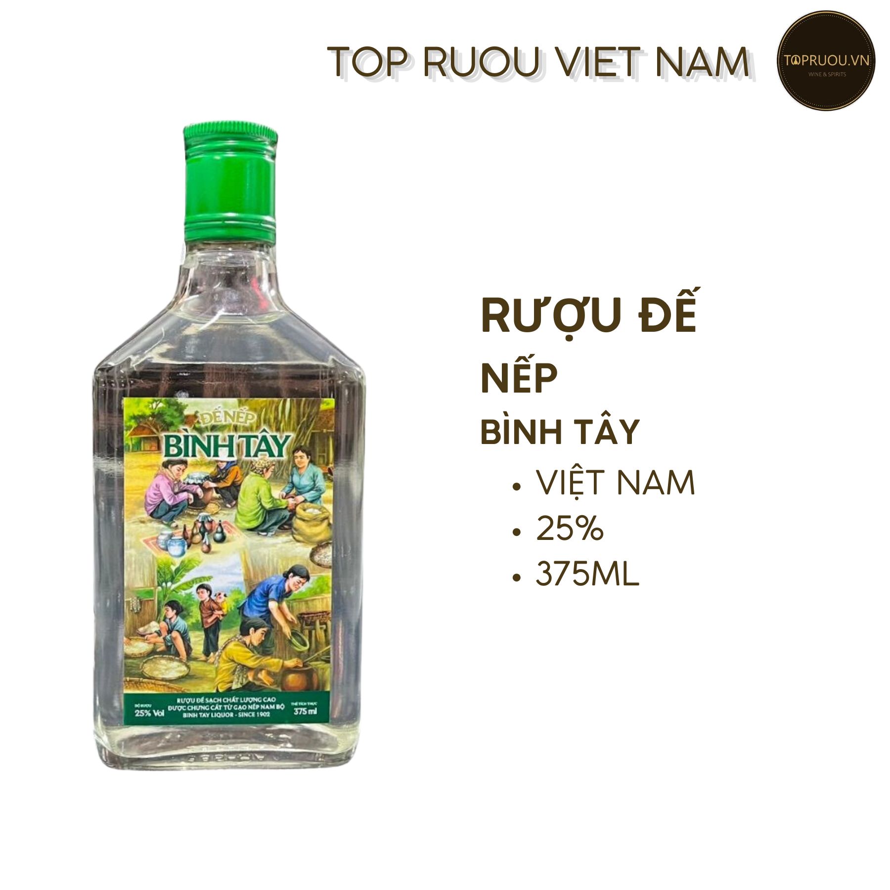 Rượu Đế Nếp Bình Tây 375ml - 25%  - Việt Nam
