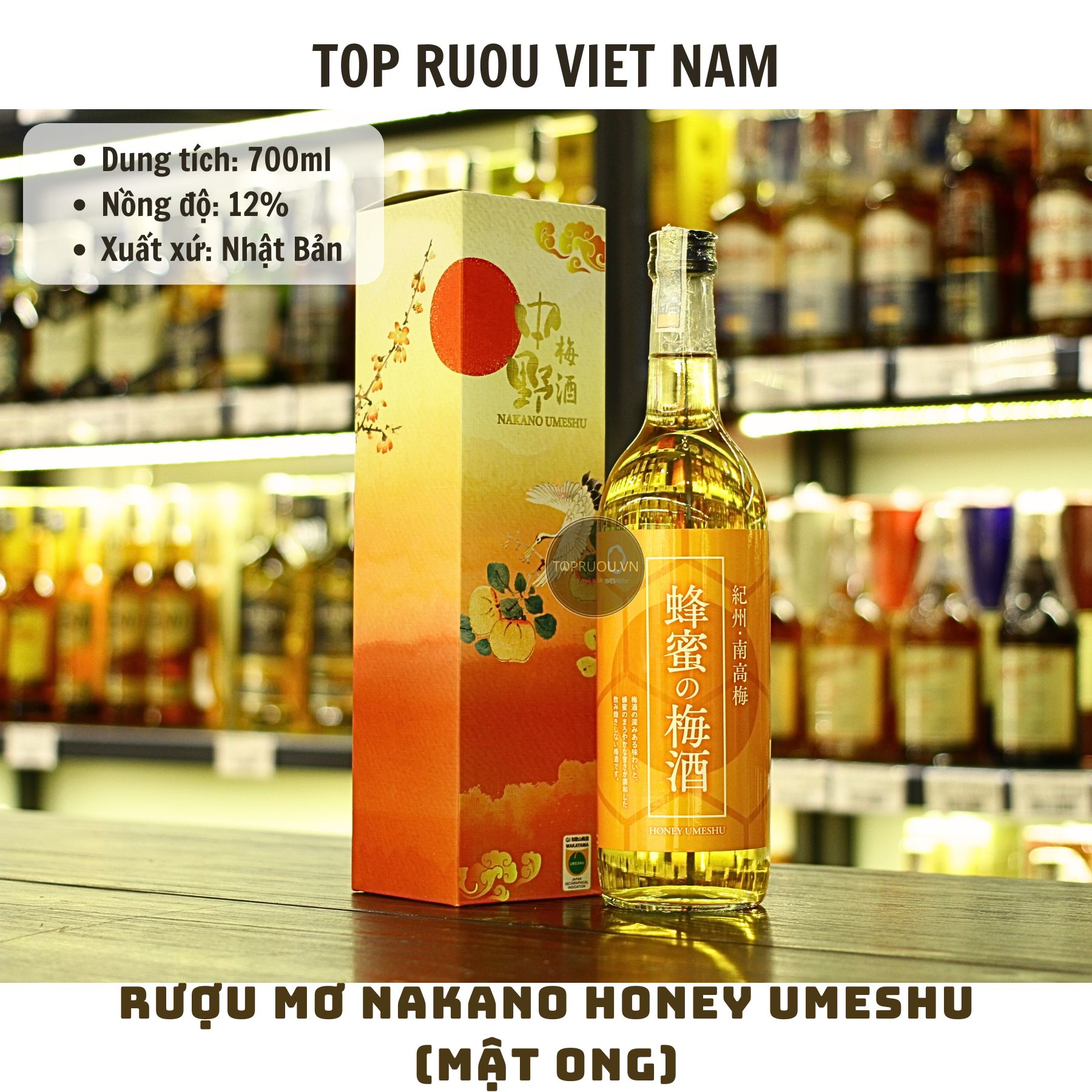 Rượu Mơ Nakano Honey Umeshu (Mật Ong) 720ml - 12% - Nhật Bản
