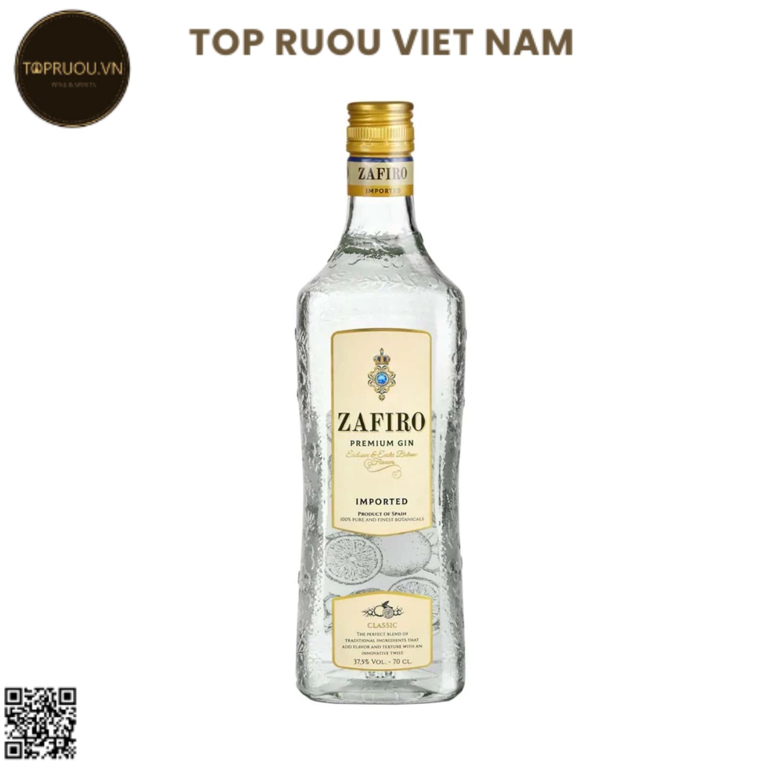 Gin Zafiro Premium Classic 700ml - 37,5%  - Tây Ban Nha