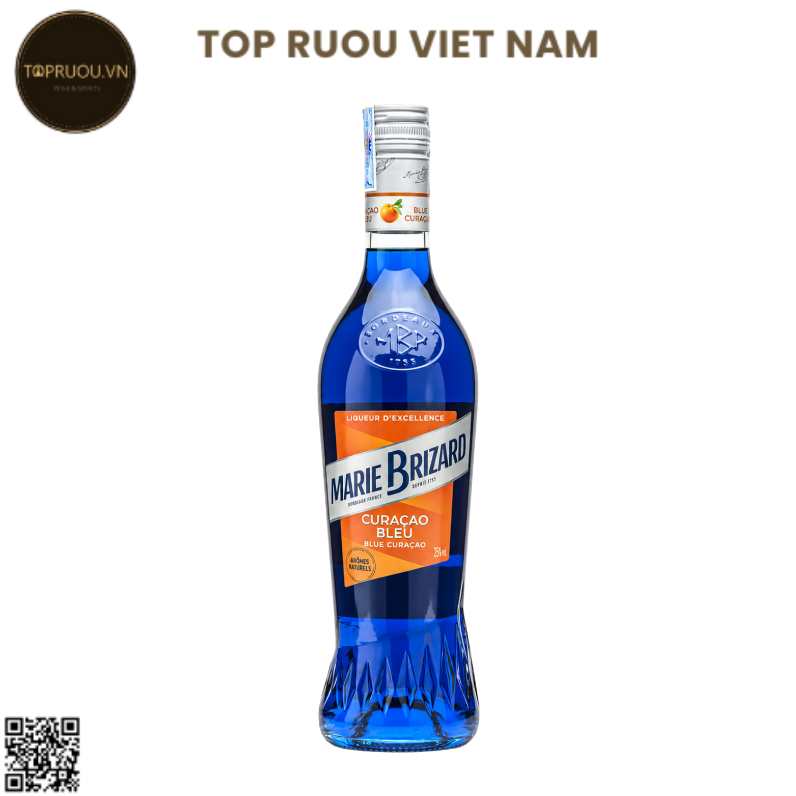 Liqueurs Marie Brizard Blue Curaçao (Can Xanh) - 700ml - 23% - Pháp