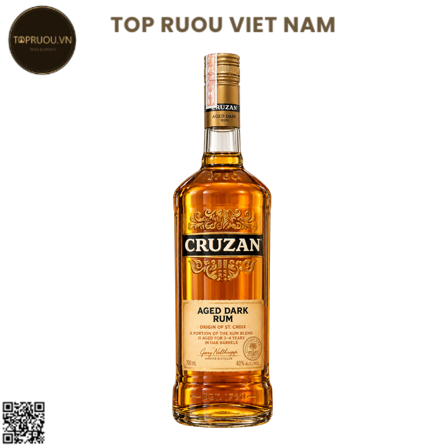 Rum Cruzan Aged Dark Rum - 700ml - 40% - Mỹ