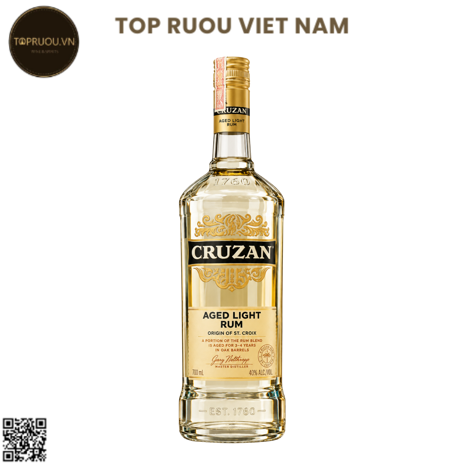 Rum Cruzan Aged Light Rum - 700ml - 40% - Mỹ