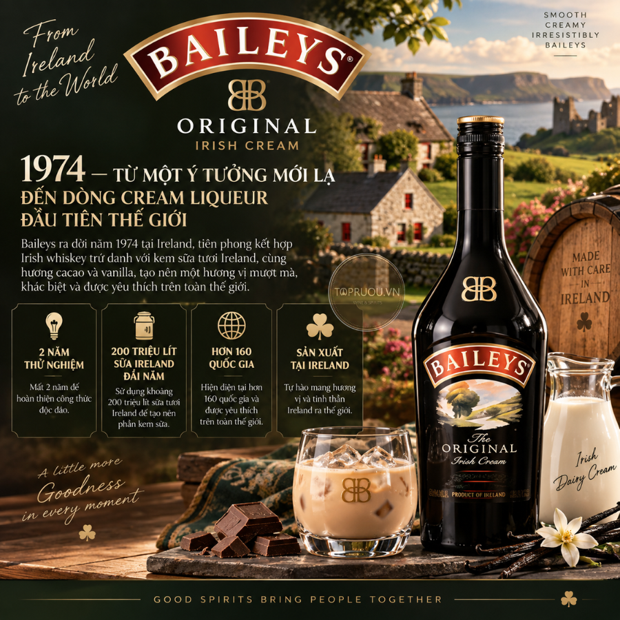 Rượu Sữa Baileys Original Irish Cream - 700ml - 17% - Ireland