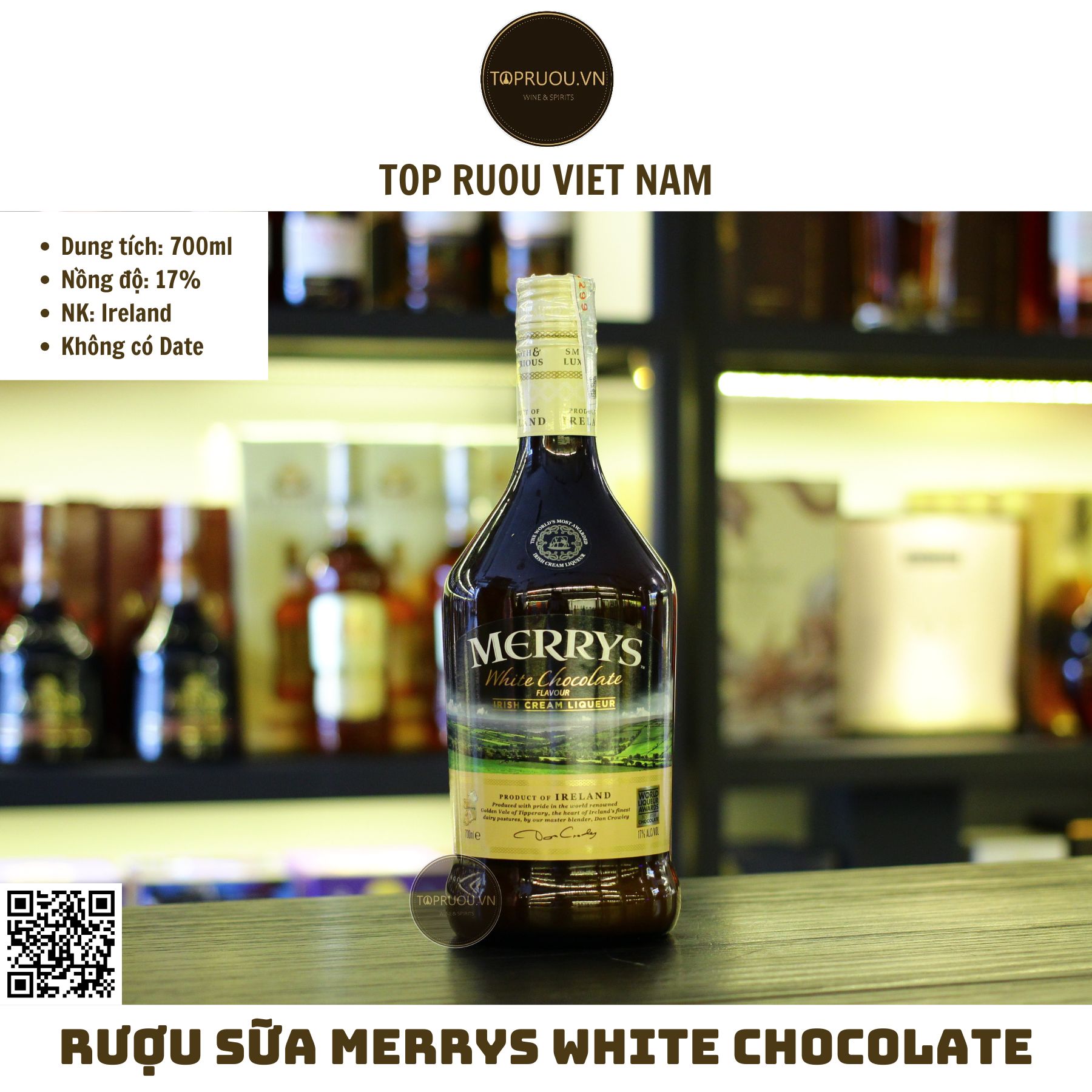 Rượu Sữa Merrys White Chocolate Cream Liqueur - 700ml - 17% -  Iceland