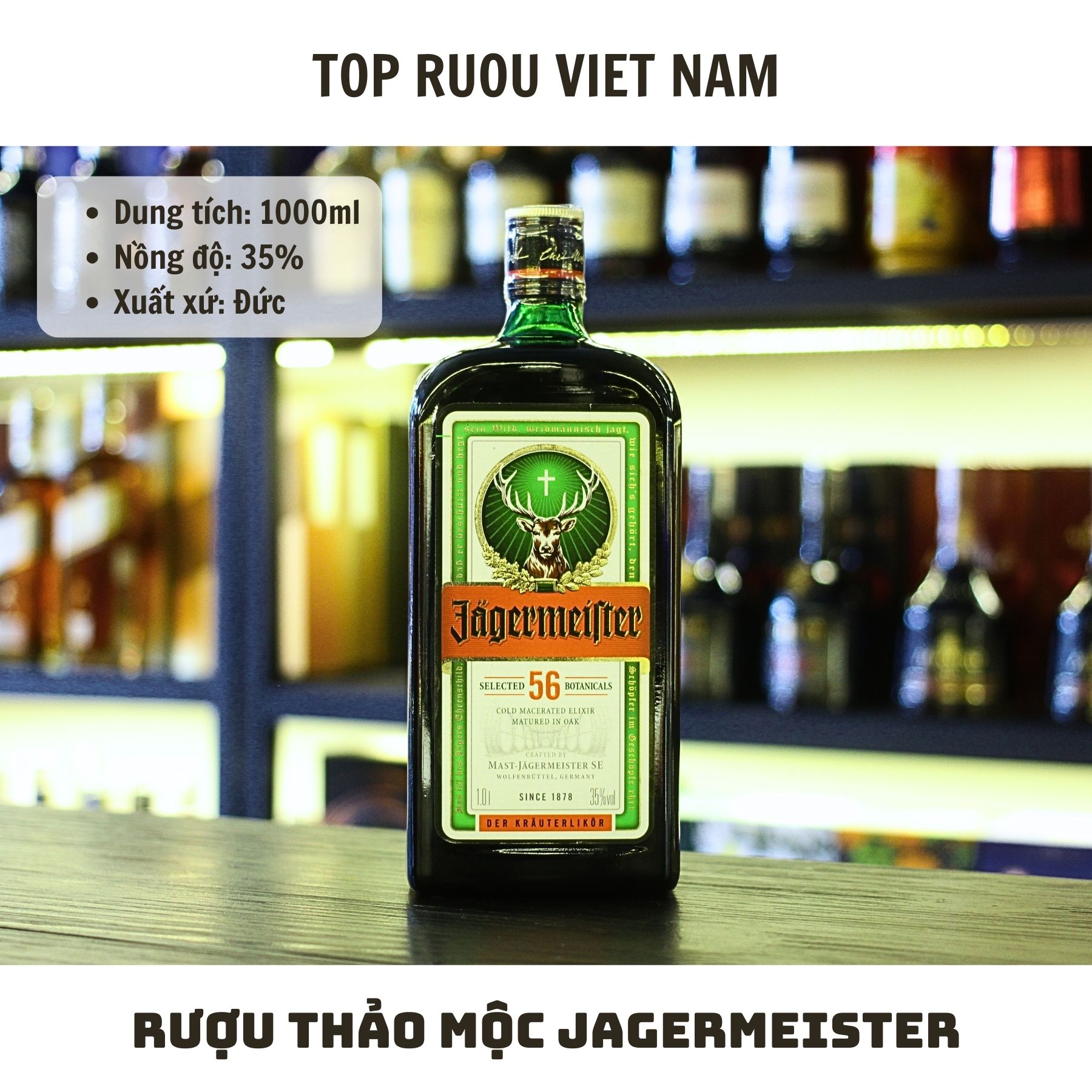 Rượu Thảo Mộc Jagermeister - 1000ml - 35% - Đức (Phiên bản thường)