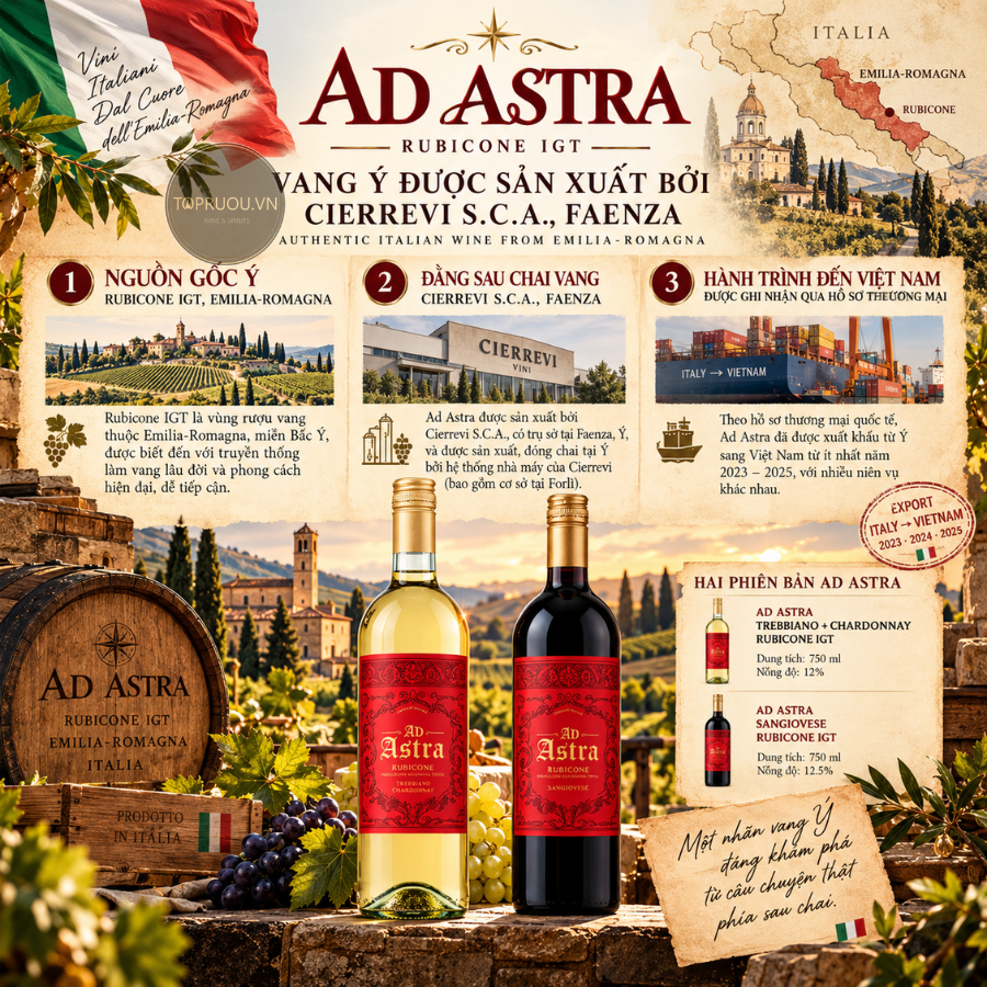Vang Đỏ Ad Astra Sangiovese Rubicone IGT - Ý - Sangiovese - 12,5% - 750ml
