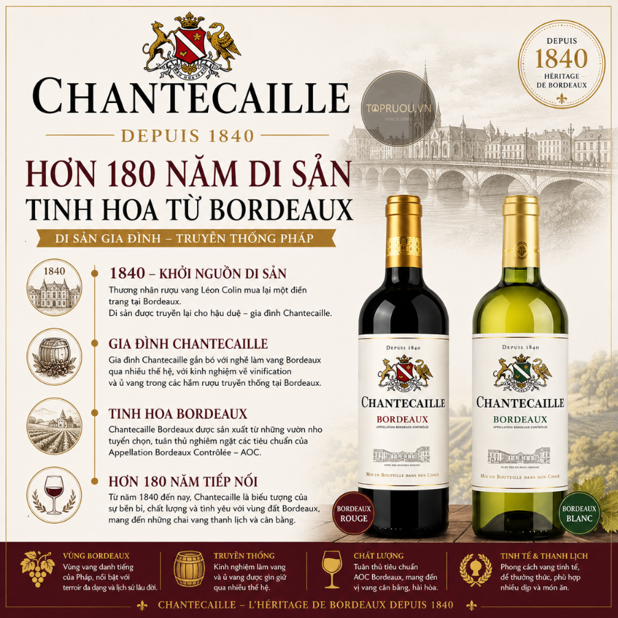 Rượu Vang Đỏ Chantecaille Bordeaux - Pháp - Cabernet Sauvignon, Merlot - 13% - 750ml
