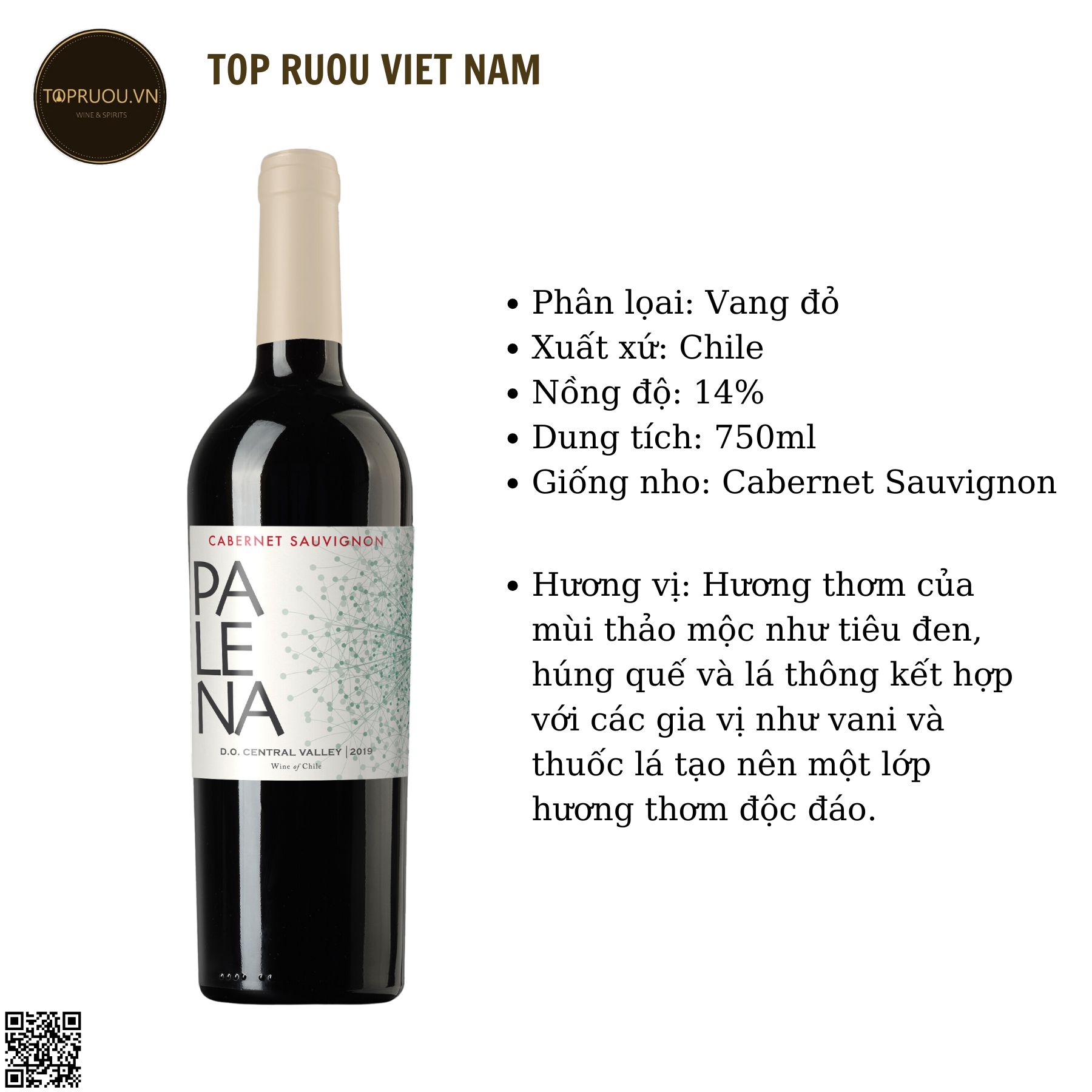 Rượu Vang Đỏ Palena Cabernet sauvignon 750ml -14% - Chile