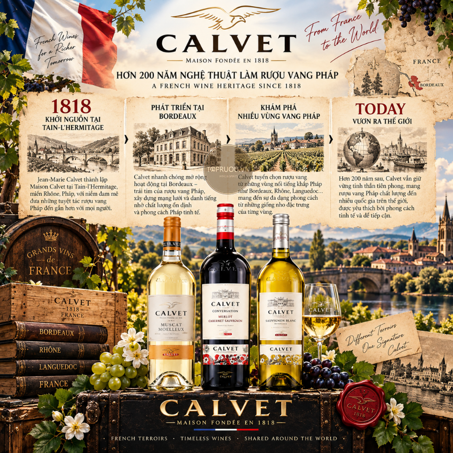Rượu Vang Trắng Calvet Sauvignon Blanc - Pháp - Sauvignon Blanc - 12% - 750ml
