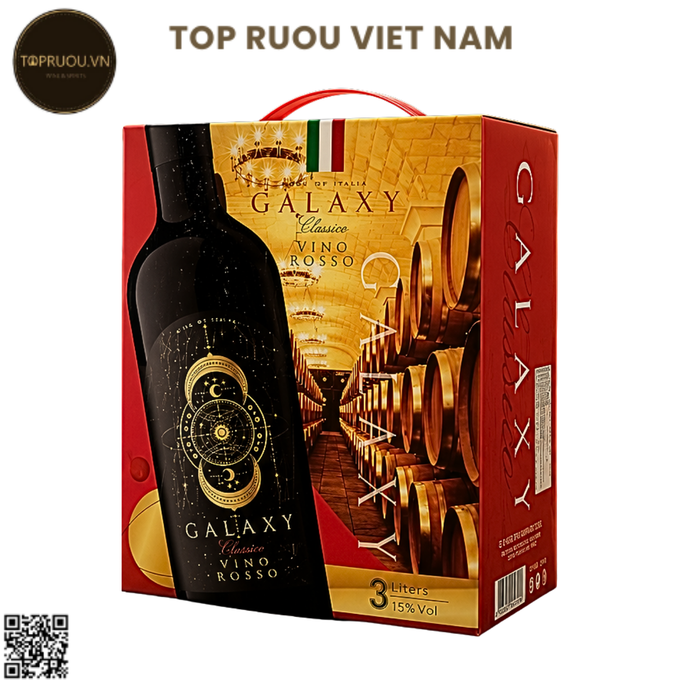 Rượu Vang Túi Galaxy Classico Vino Rosso - Ý - Blended - 15% - 3000ml