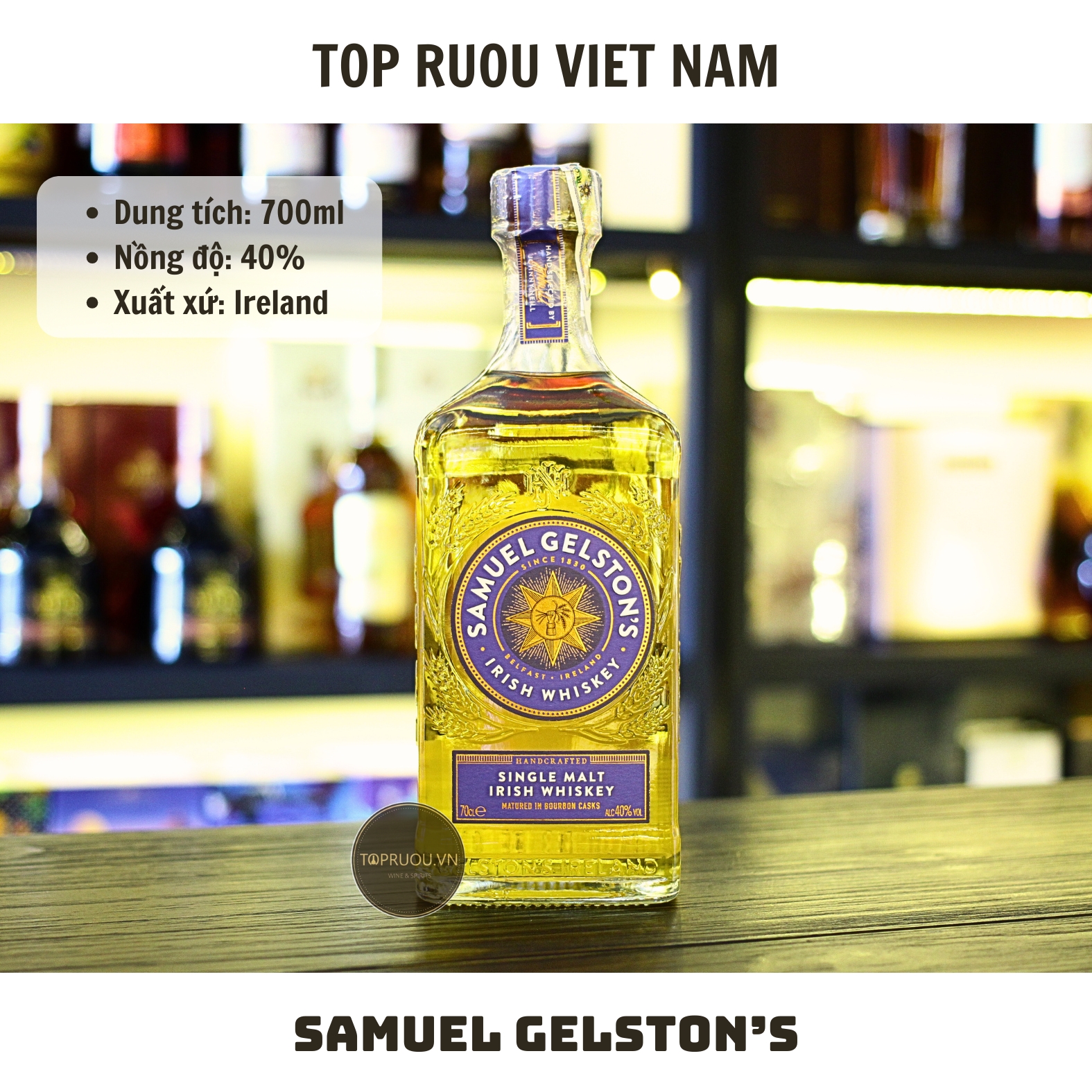 Whisky Samuel Gelston’s Single Malt - 700ml - 40% - Ireland