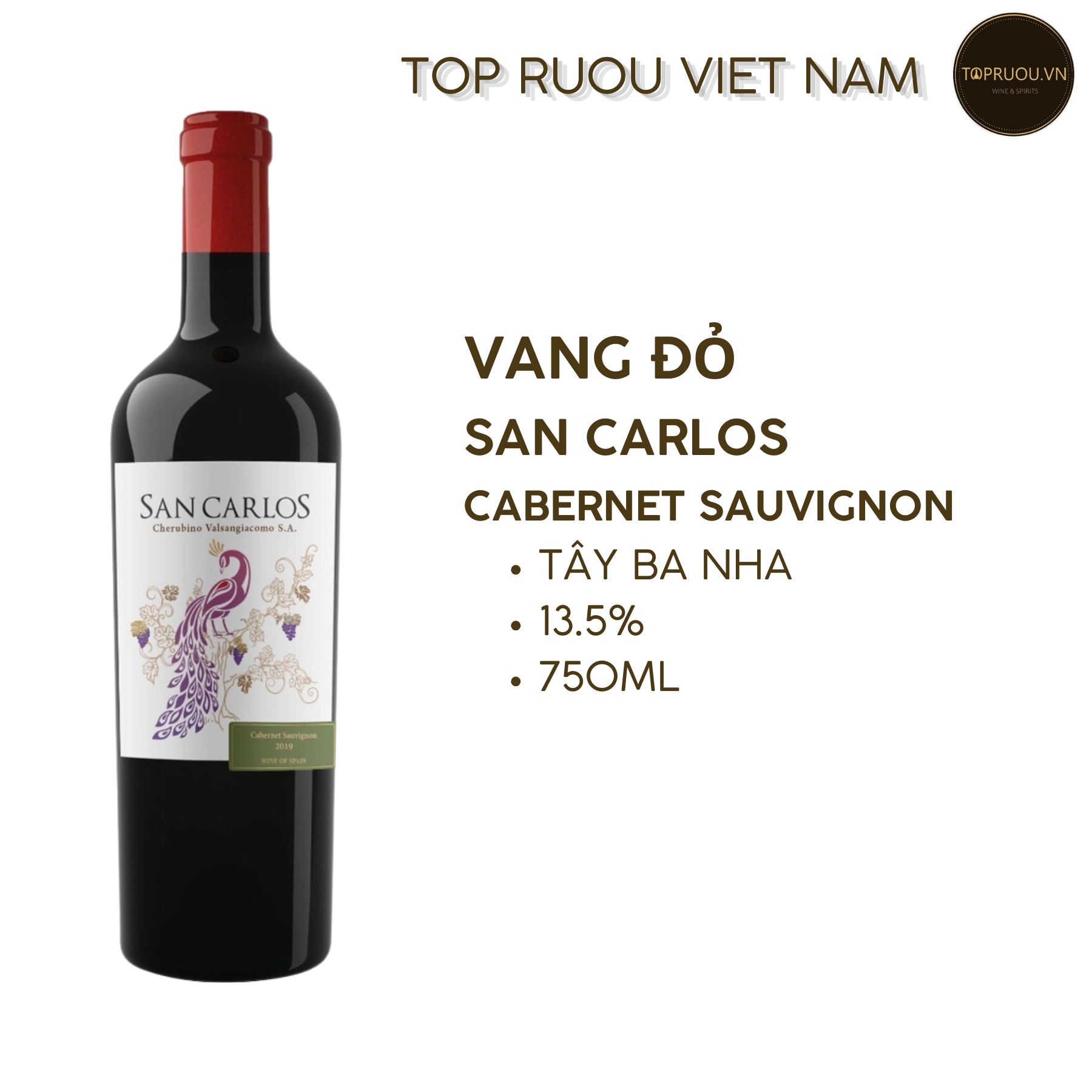Vang Đỏ San Carlot - Cabernet Sauvignon 750ml - 13.5% - Tây Ban Nha