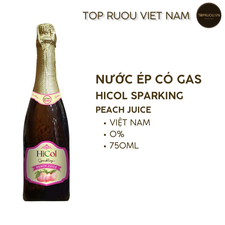 Nước Ép Không Cồn có Gas Hicol Đào  750ml - 0%