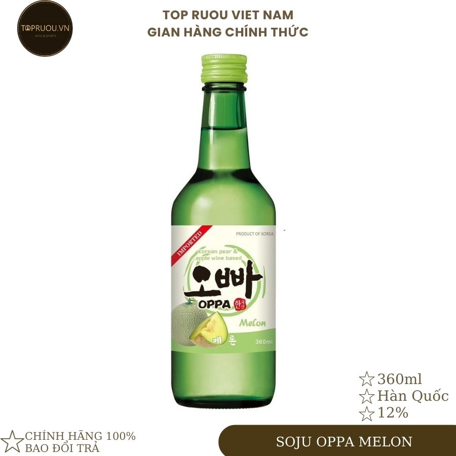 Soju Oppa Melon (Dưa lưới) - 360ml - 12% - Hàn Quốc