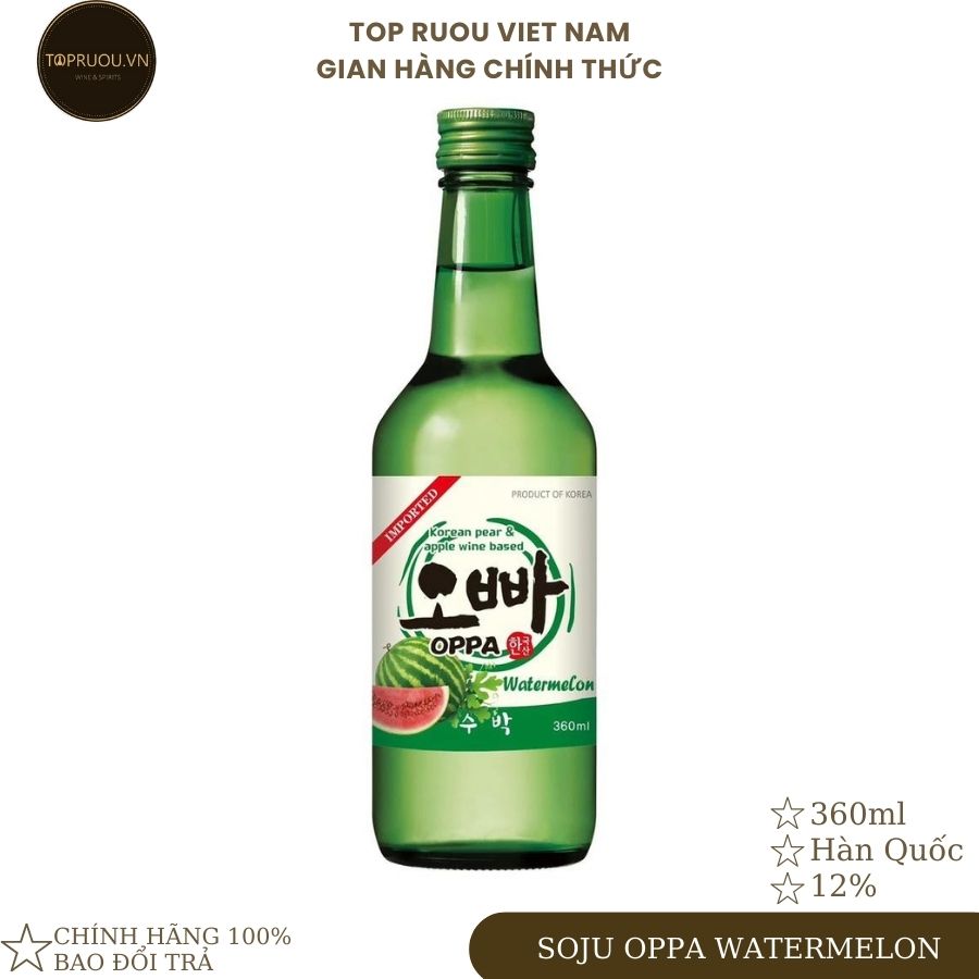 Soju Oppa Watermelon (Dưa Hấu) - 360ml - 12% - Hàn Quốc