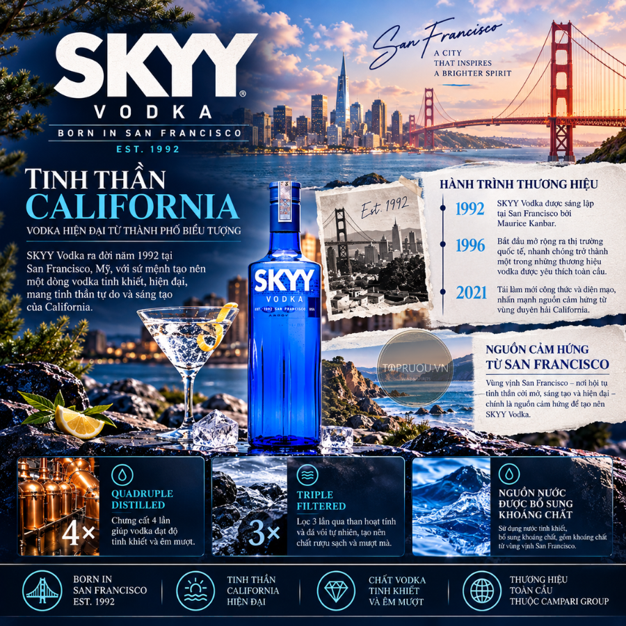 Vodka Skyy - 700ml - 40% - Mỹ
