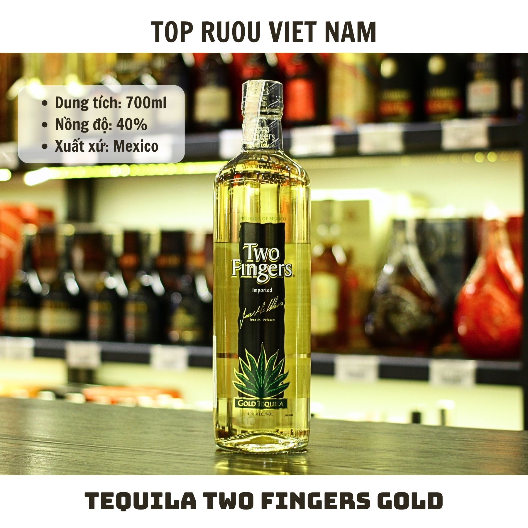 Tequila Two Fingers Gold  750ml - 40% - Mexico