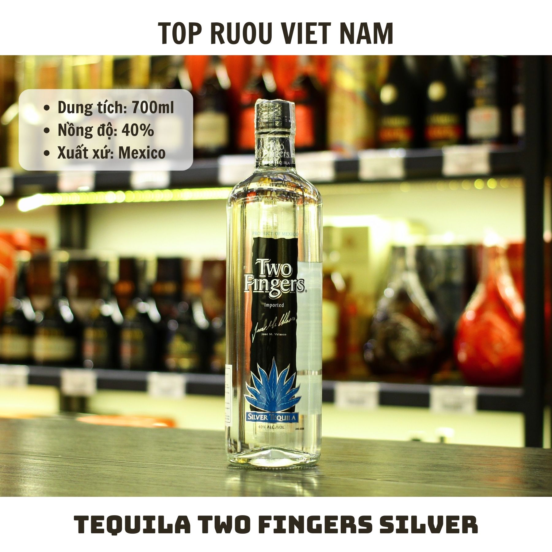 Tequila Two Fingers Silver 750ml - 40% - Mexico