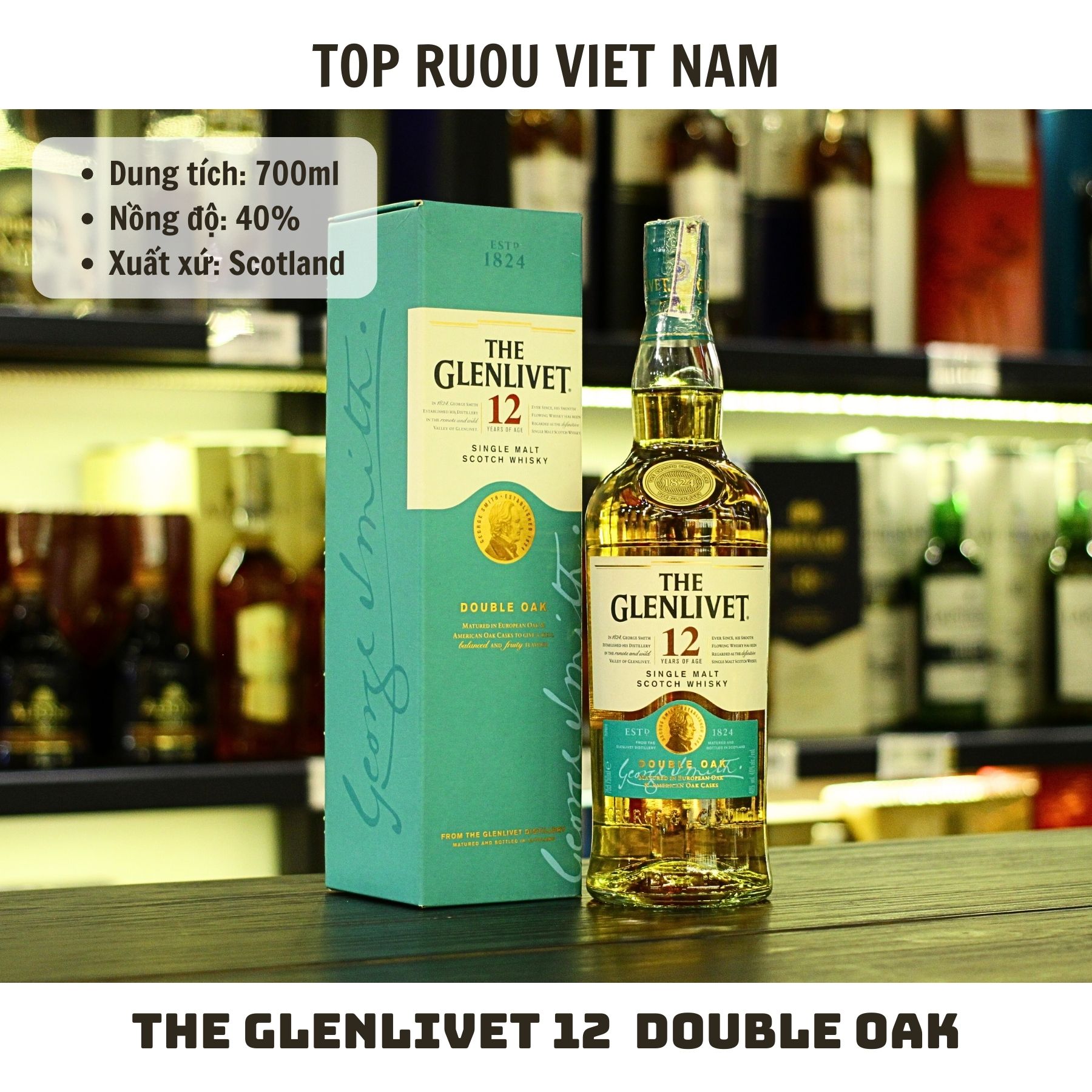 Whisky The Glenlivet 12 YO Double Oak Single Malt - 700ml - 40% - Scotland