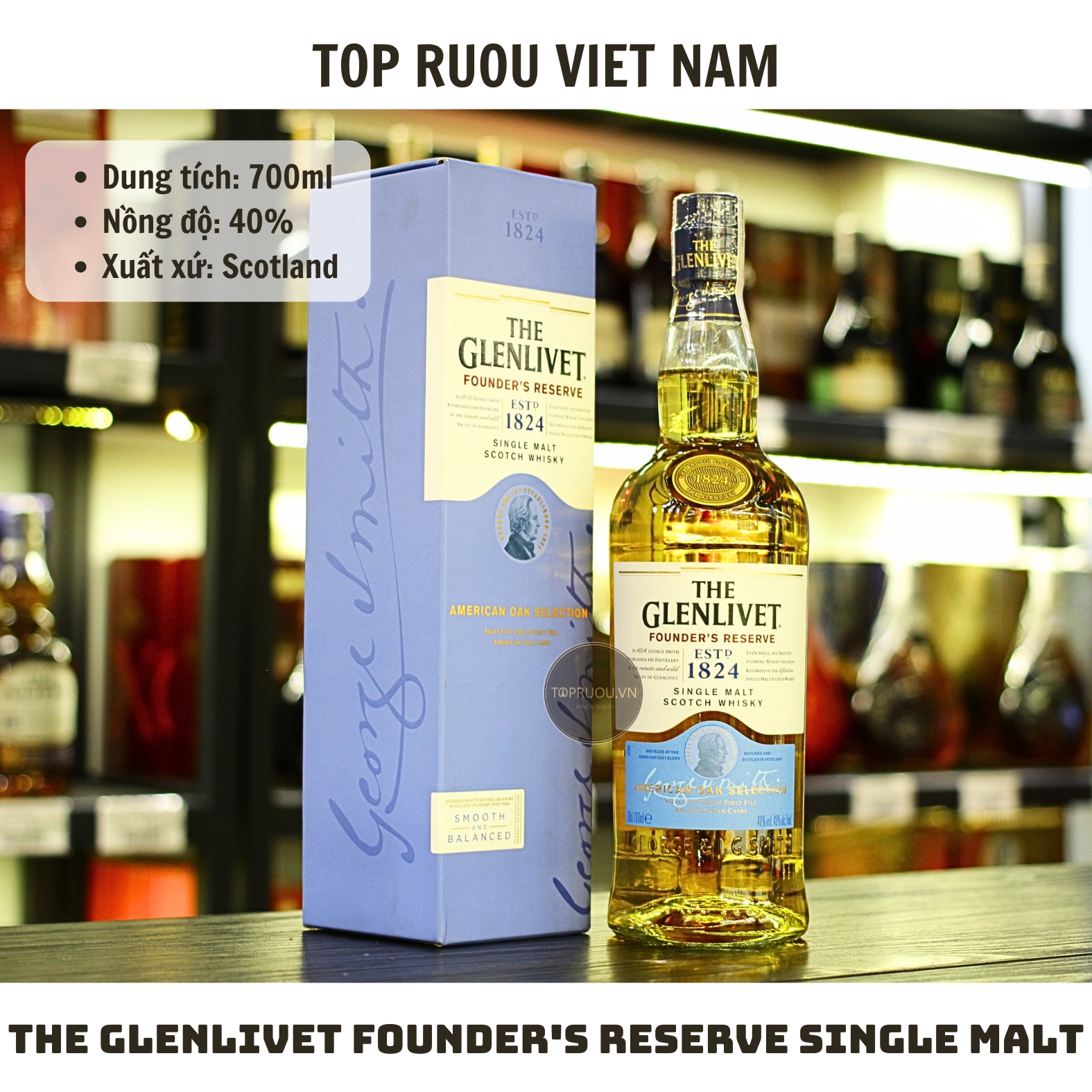 Whisky The Glenlivet 1824 Founder Reserve Single Malt - 700ml - 40% - Scotland