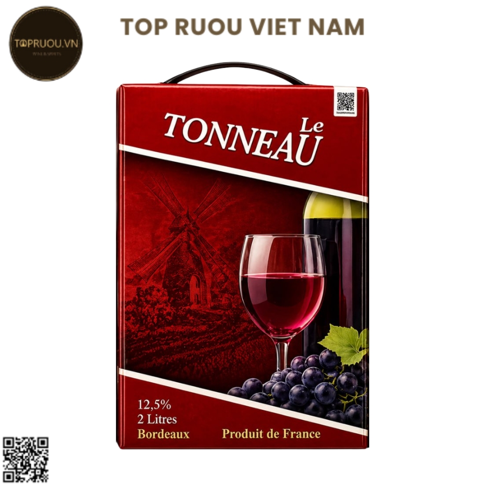 Rượu Vang Túi Đỏ Bordeaux Le Tonneau - 2000ml - 12,5% - Pháp