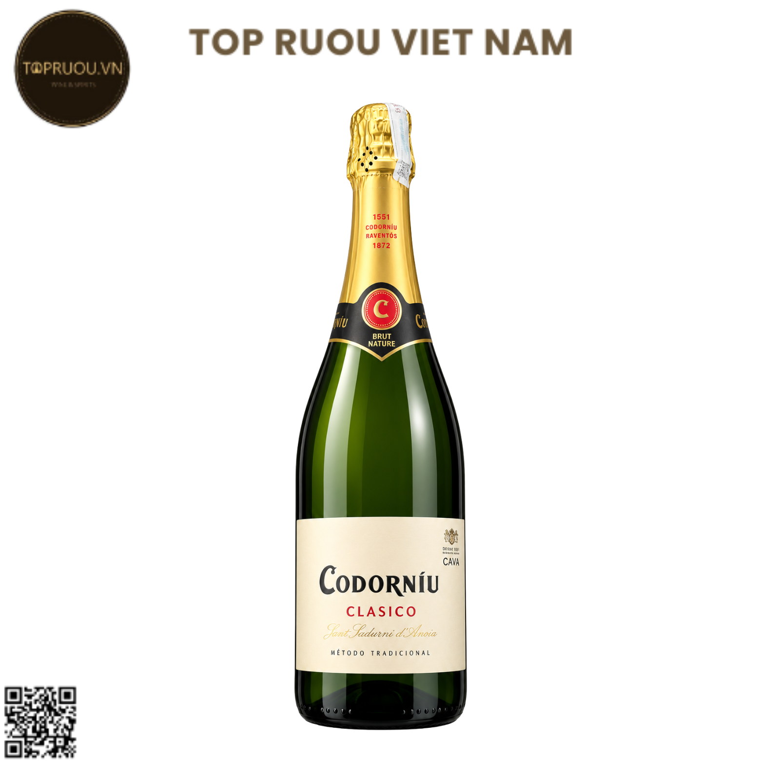 Vang Nổ Codorniu Clasico Sparkling Brut Nature DO Cava - Tây Ban Nha - Blend - 11,5% - 750ml