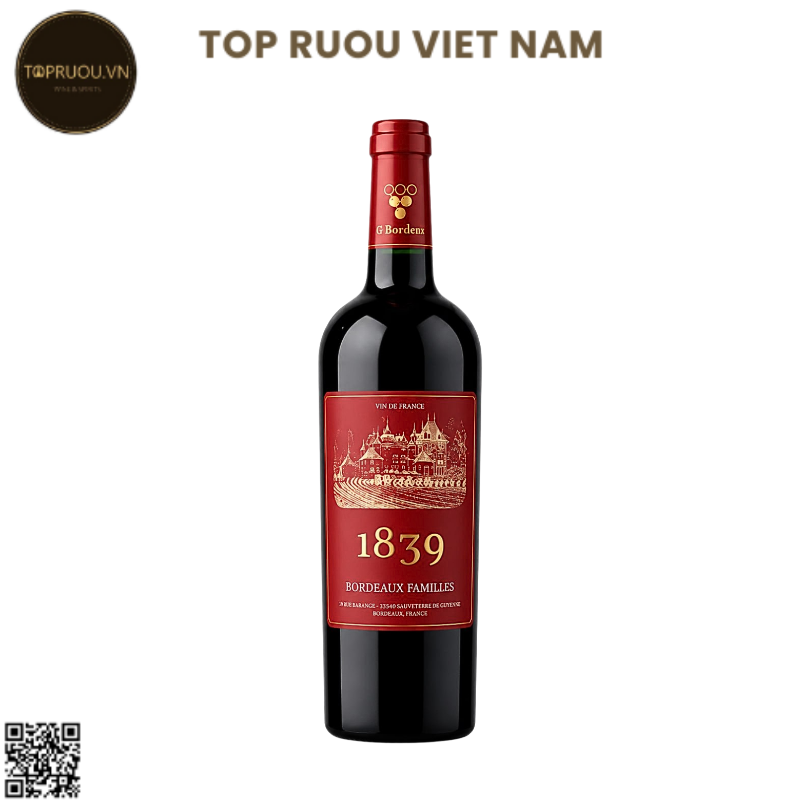 Vang Đỏ 1839 Bordeaux - 750ml - 13,5% - Pháp