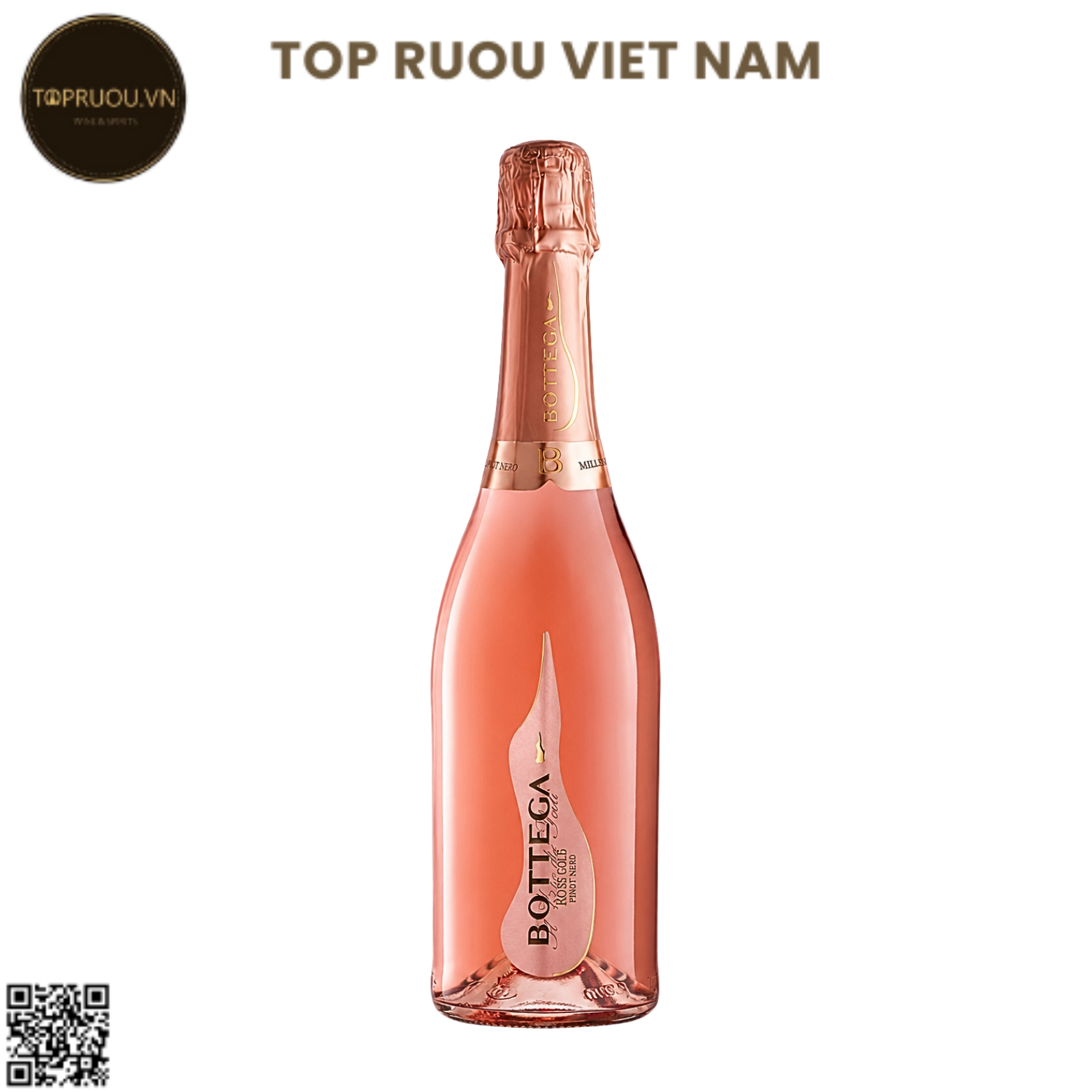 Vang Nổ Bottega, Prosecco Rose DOC, Il Vino Dei Poeti - 750ml - 11.5% - Glera + Pinot Noir - Ý
