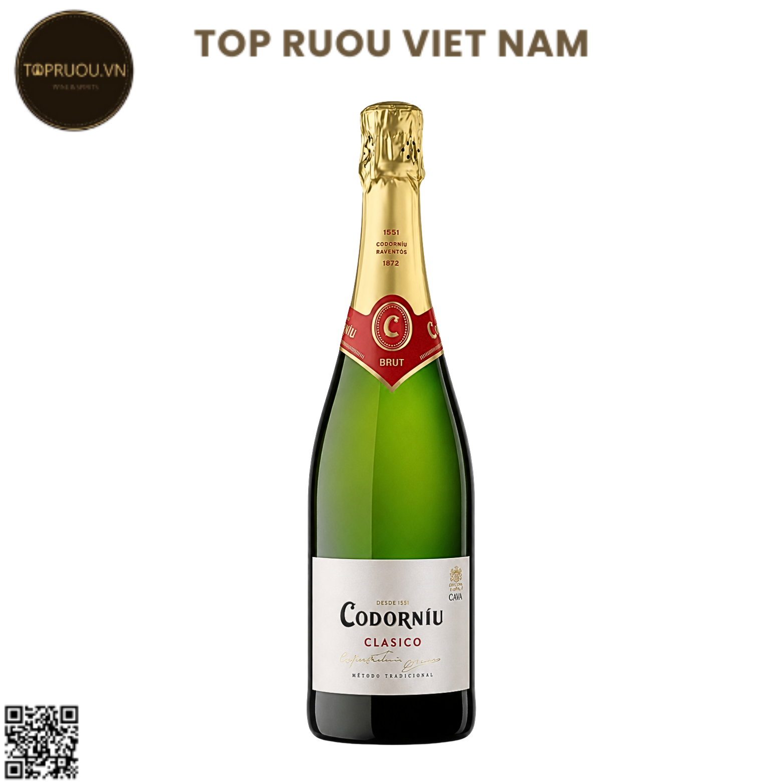 Vang Nổ Codorniu Clasico Sparkling Brut Nature DO Cava - Tây Ban Nha - Blend - 11,5% - 750ml
