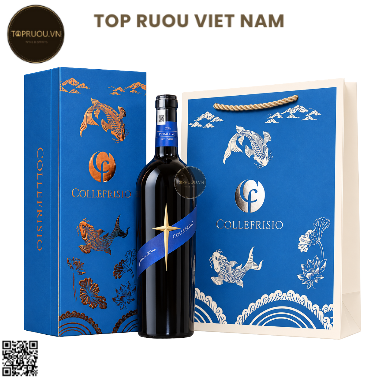 Hộp Quà Rượu Vang Đỏ CF Collefrisio (Kèm Túi Hãng) - Ý - Primitivo - 15% - 750ml