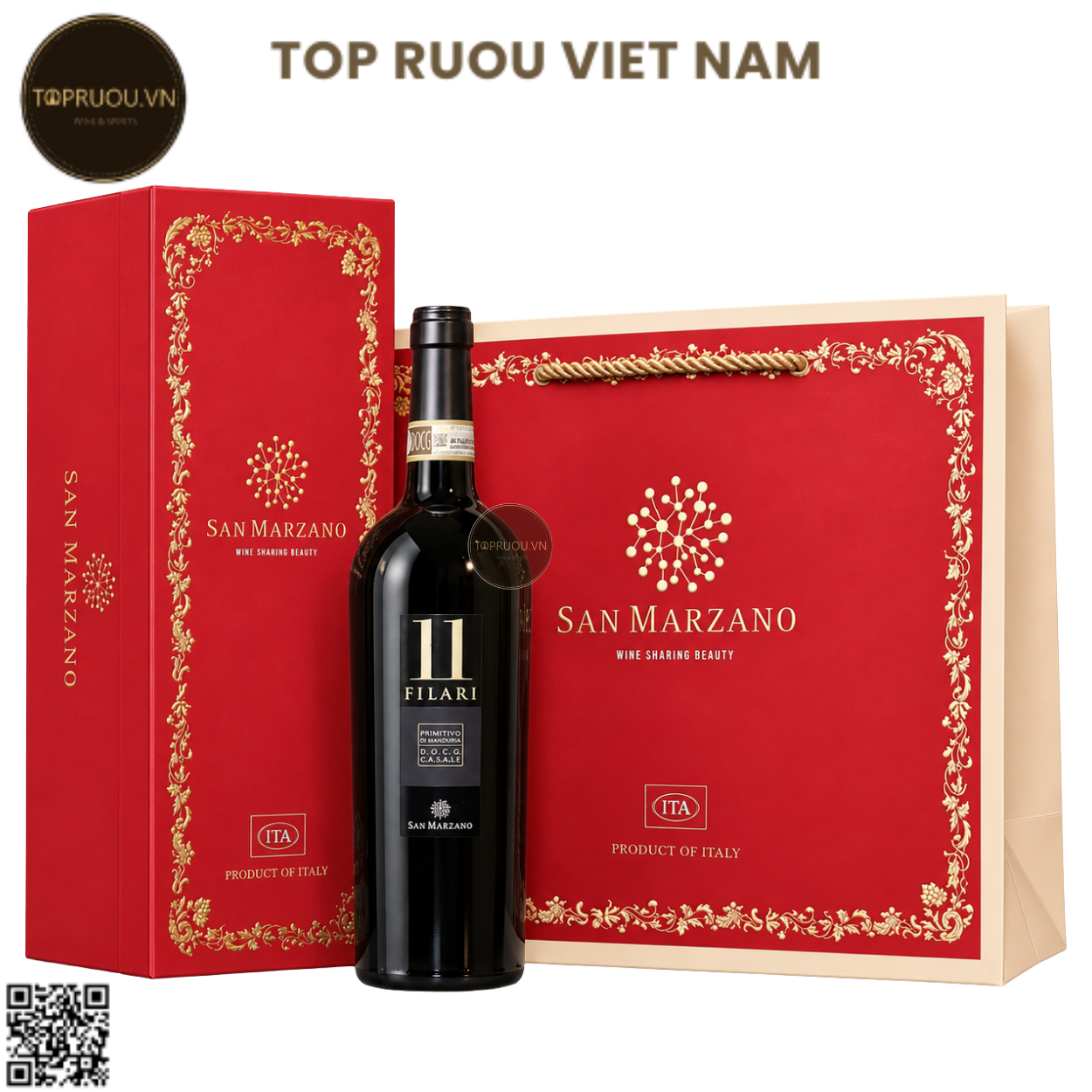 Hộp Quà Rượu Vang Đỏ 11 Filari Primitivo di Manduria - Ý - Primitivo - 13.5% - 750ml