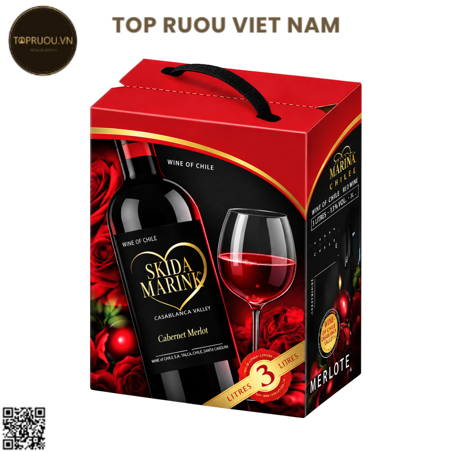 Rượu Vang Túi Đỏ Skida Marink BIB - Chile - Cabernet Sauvignon - 13% - 3000ml