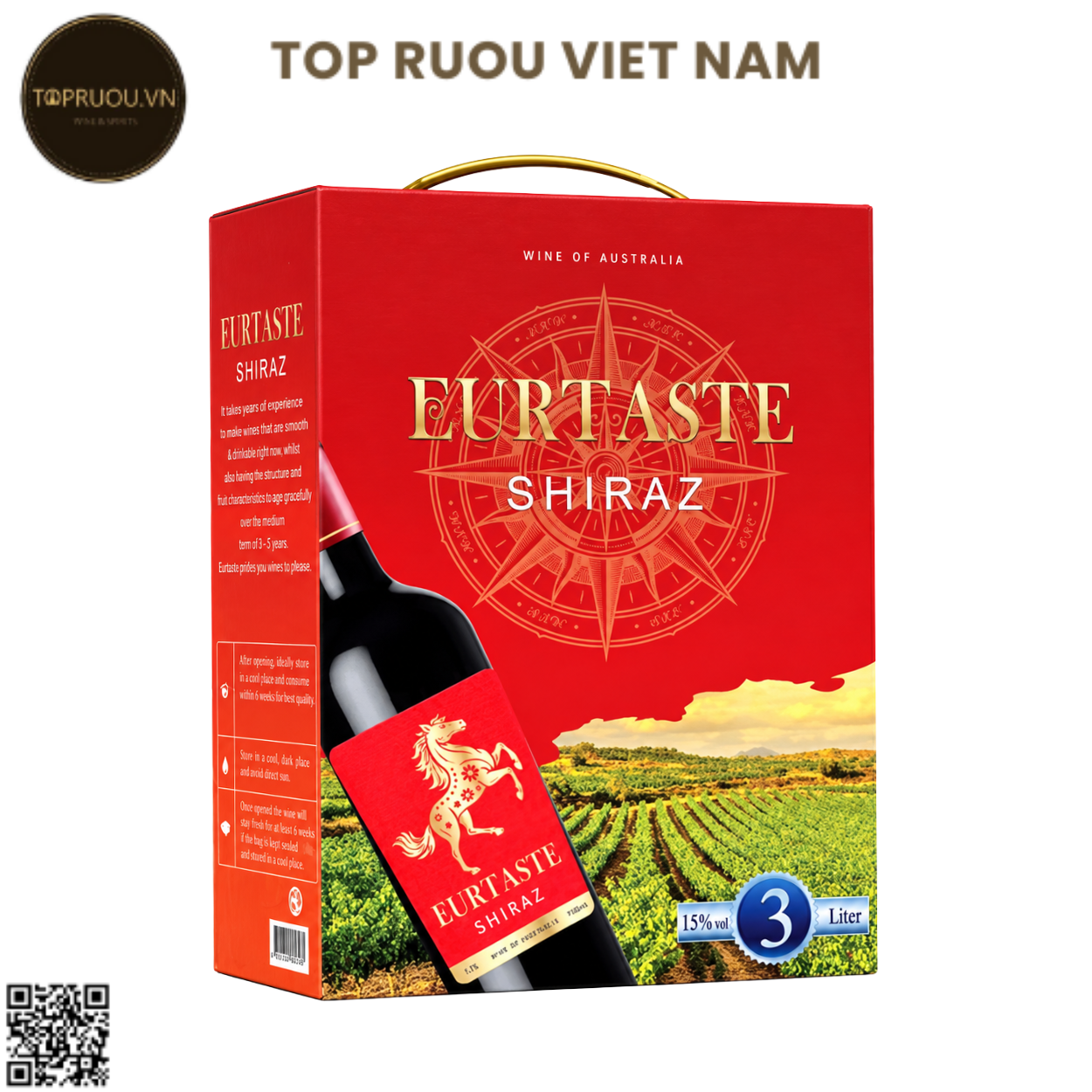 Vang Túi Eurtaste Shiraz - 3000ml - 14% - Úc