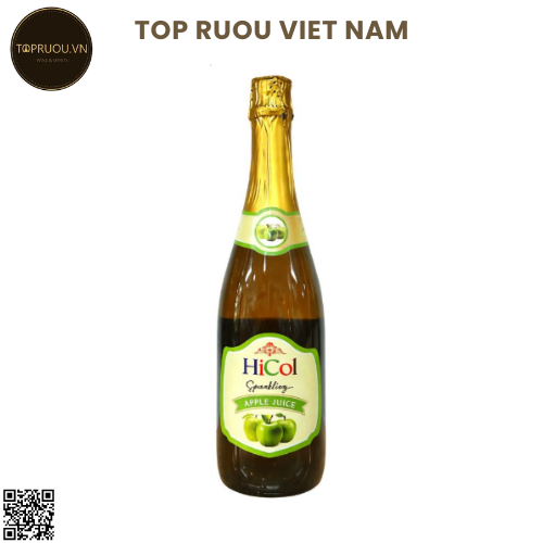 Nước Ép Không Cồn Có Gas Hicol Sparkling Green Apple (Táo Xanh) - Việt Nam - Blended - 0% - 750ml