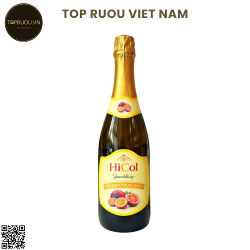 Nước Ép Không Cồn Có Gas Hicol Sparkling Passion Fruit (Chanh Dây) - Việt Nam - Blended - 0% - 750ml