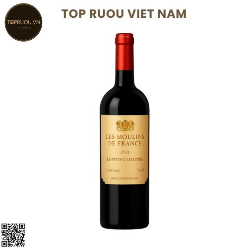 Vang Đỏ Les Moulins de France ( Tem Vàng)  750ml - 13% - Pháp