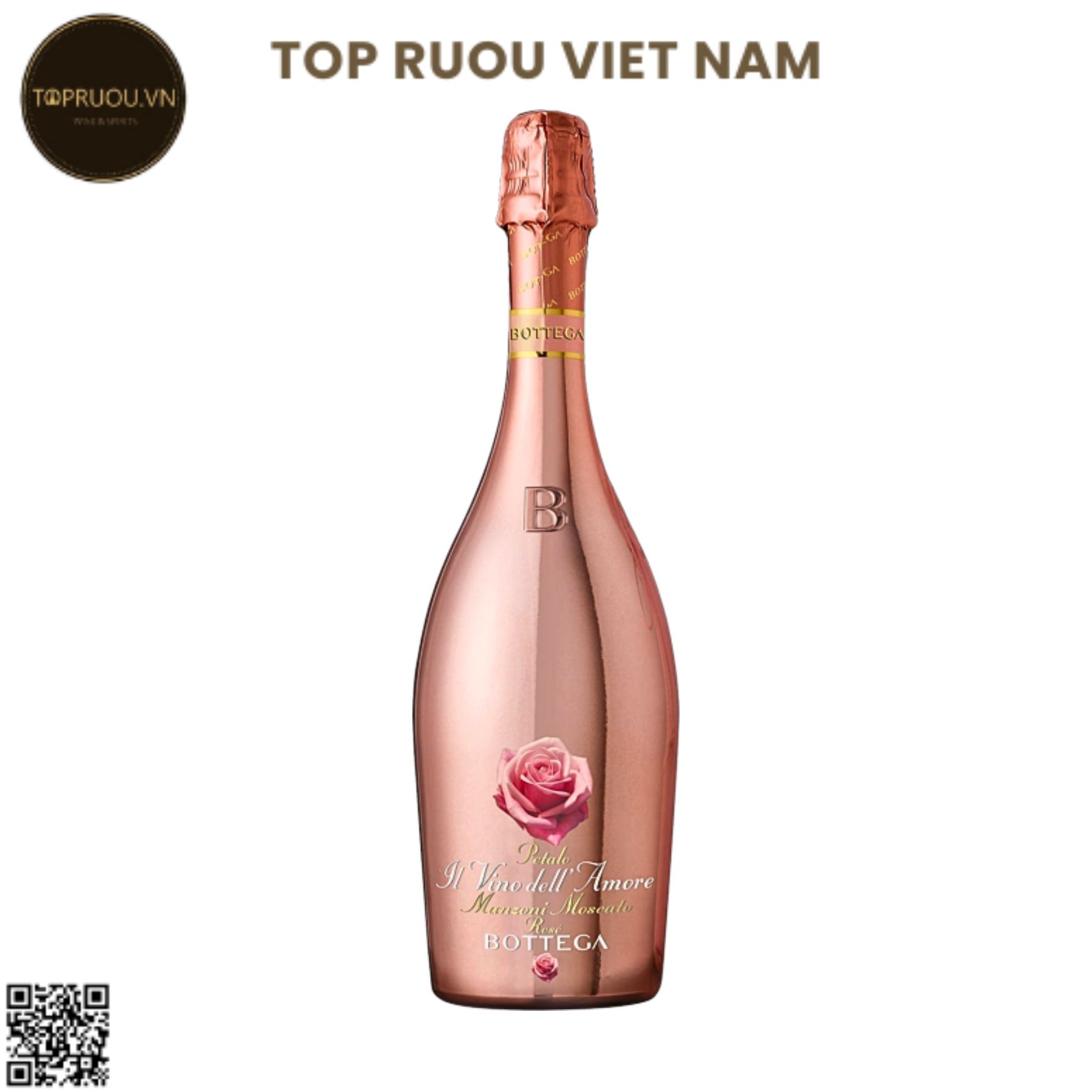 Vang Nổ Bottega, Vino dell'Amore, Petalo Manzoni Moscato Spumante Rosato (Sweet) -