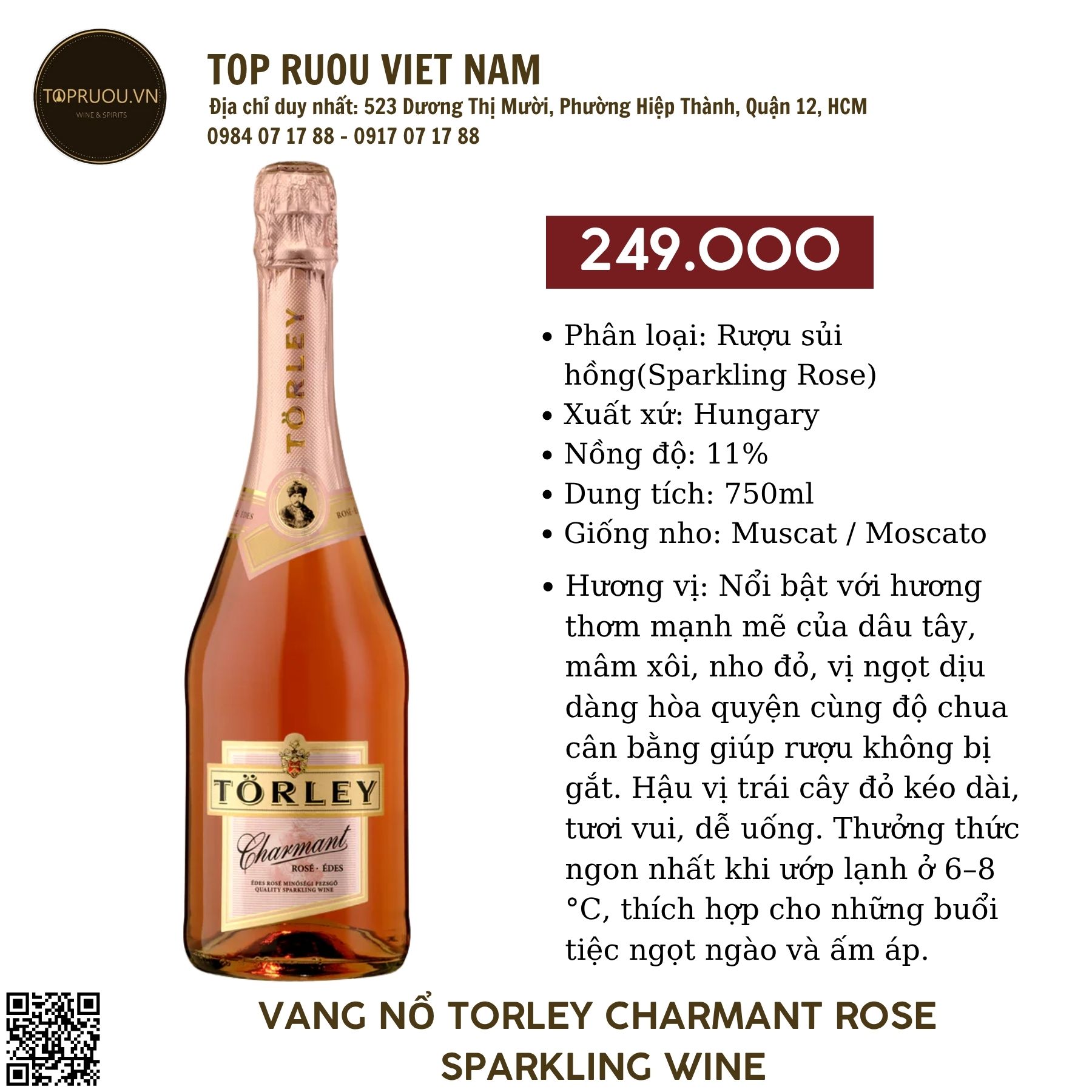 Torley Charmant Rose Sparkling Wine - Hungary - Blend - 11.5% - 750ml