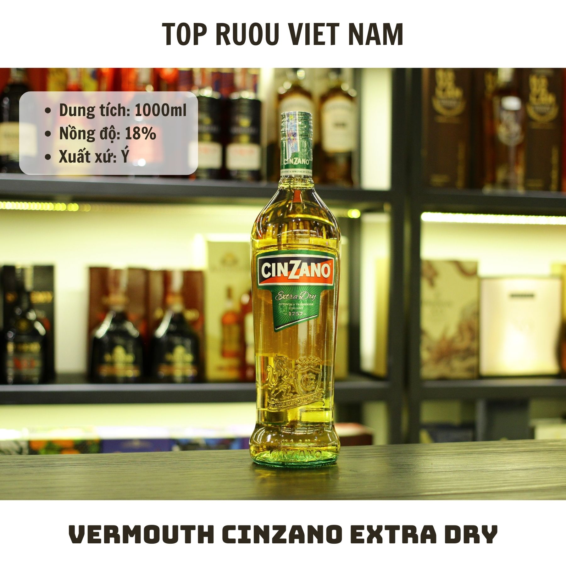 Vermouth Cinzano Extra Dry 1000ml - 18% - Ý