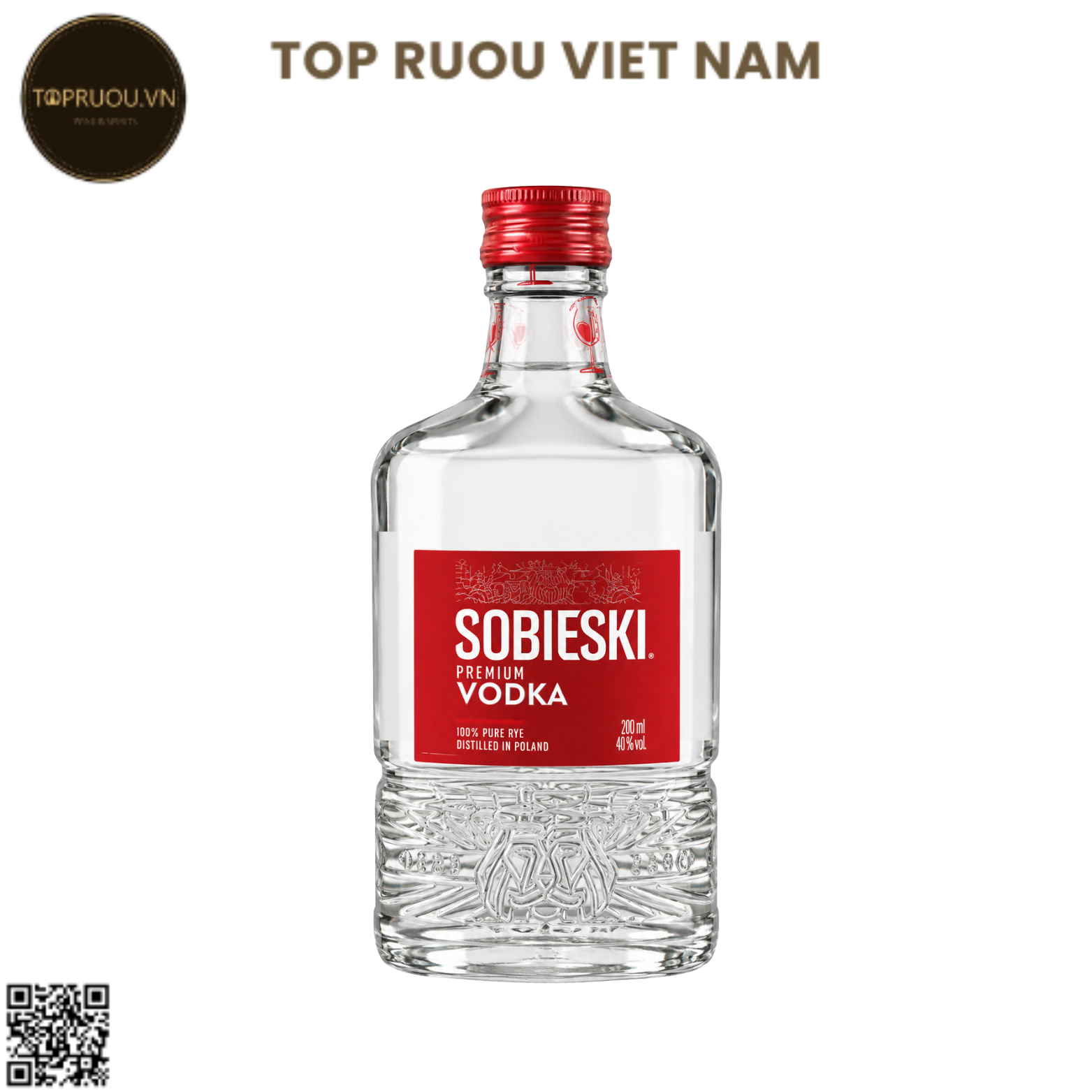 Vodka Sobieski - 200ml - 40% - Ba Lan