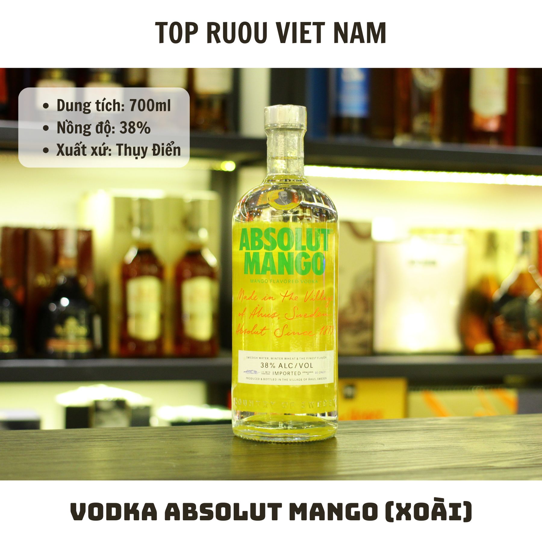 Vodka Absolut Mango (Xoài) - 700ml - 38% - Thụy Điển