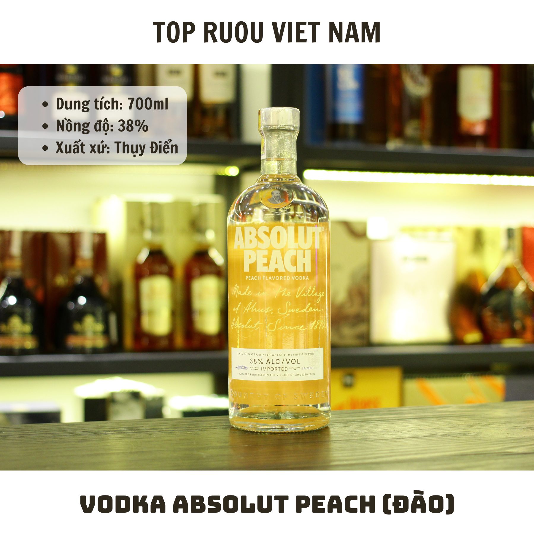Vodka Absolut Apeach (Đào) - 700ml - 38% - Thụy Điển