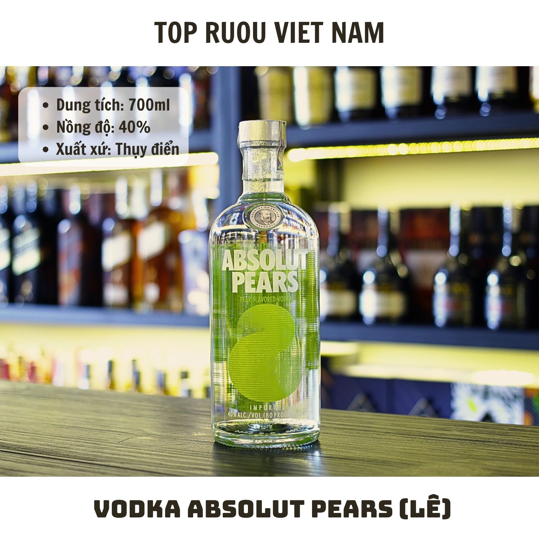 Vodka Absolut Pears (Lê) - 700ml - 40% - Thụy Điển