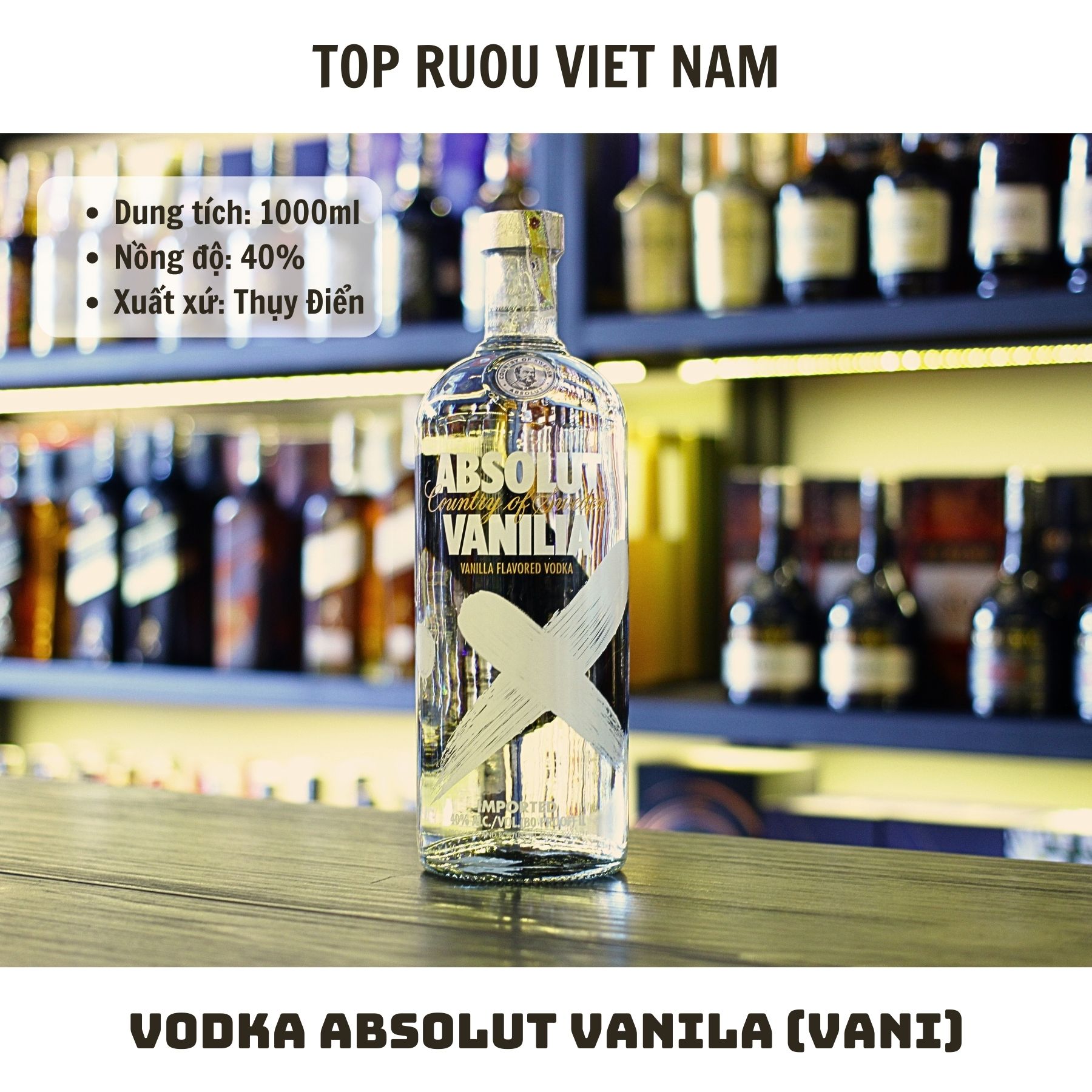 Vodka Absolut Vanila (Vani) - 1000ml - 40% - Thụy Điển