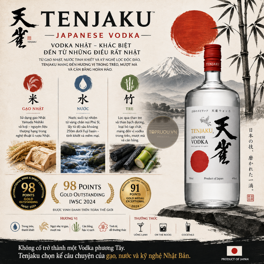 Vodka Tenjaku 700ml - 40% - Nhật Bản