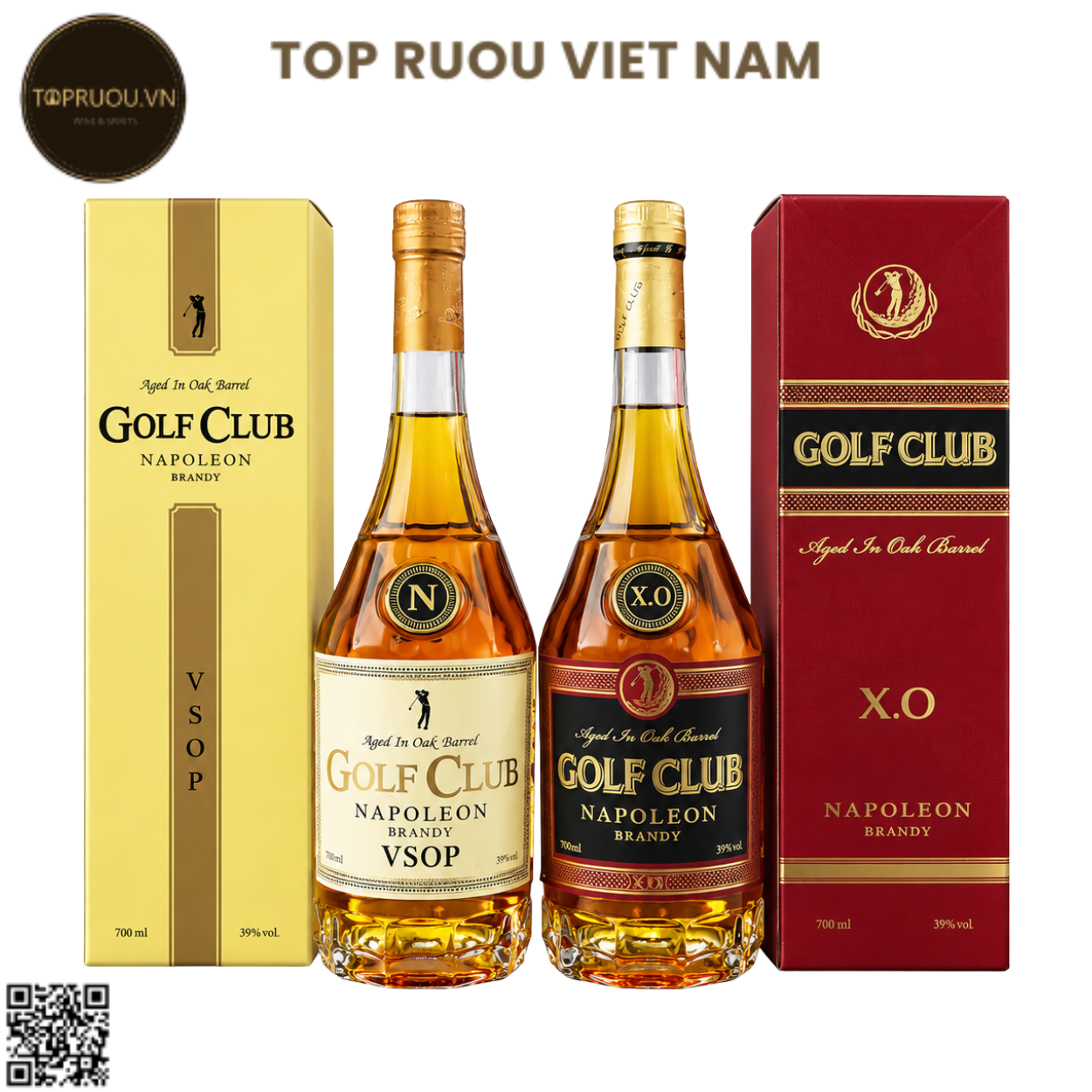 Combo 2 Chai Brandy Golf Club XO + VSOP - 700ml - 40% - Pháp