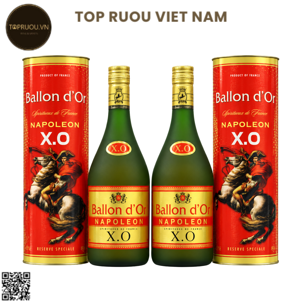 Combo 2 Chai Brandy XO Ballon D'or (Dạng Chai) - 700ml - 40% - Pháp