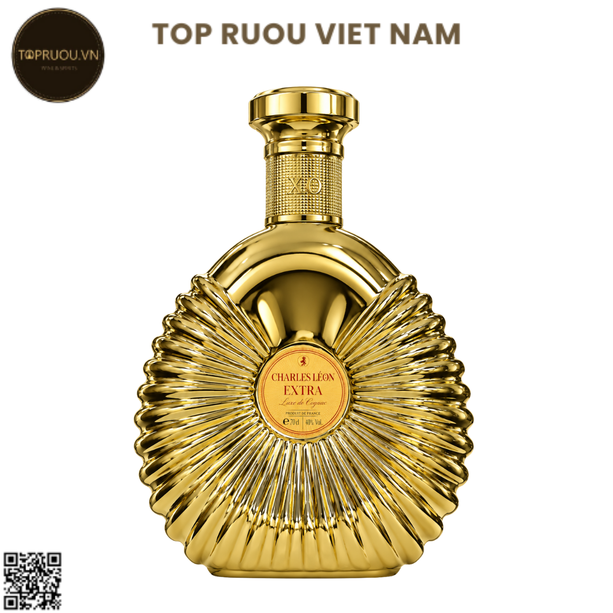 Brandy XO Charles Leon Extra Gold (Không Hộp - Không Ly) - 700ml - 40% - Pháp